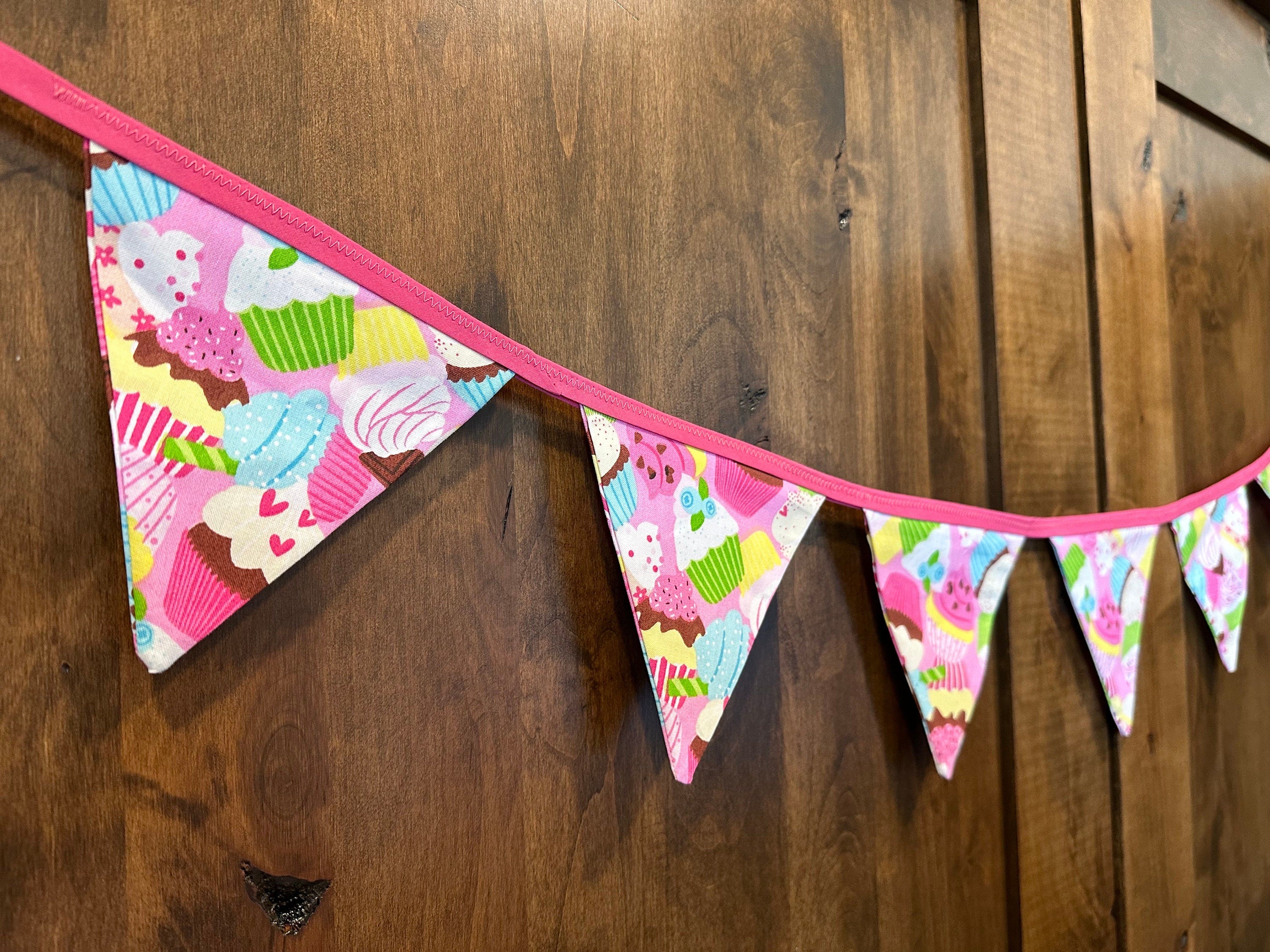 Cupcake Birthday Fabric Banner